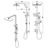 Quadro Premium Twin Shower, Hand Shower With Overhead Rain Shower In Brush Nickel